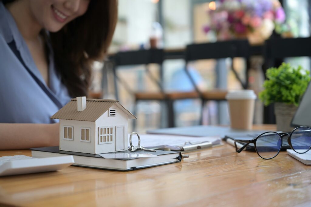 woman checking mortgage rates